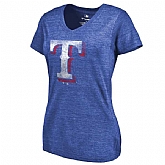 Women's Texas Rangers Fanatics Branded Primary Distressed Team Tri Blend V Neck T-Shirt Heathered Royal FengYun